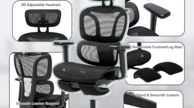 ergonomic office chair with footrest high back computer office chair with dynamic lumbar support 2d headrest 2d armrest 1 4