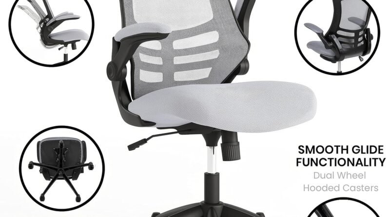 flash furniture kelista mid back black mesh swivel ergonomic task office chair with flip up arms 1