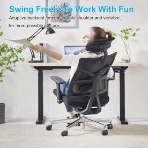 holludle ergonomic office chair with adaptive backrest high back computer desk chair with 4d armrests adjustable seat de 3