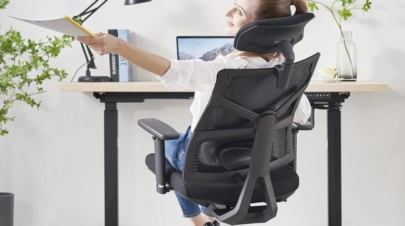 holludle ergonomic office chair with adaptive backrest high back computer desk chair with 4d armrests adjustable seat de 3