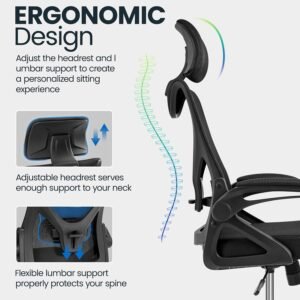 yaheetech ergonomic office chair high back desk chair with with flip up armrests adjustable padded headrest mesh compute 2