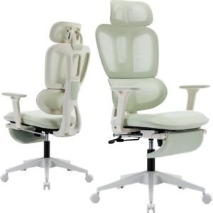 ergonomic mesh office chair with retractable footrest high back computer chair lumbar support adjustable armrest and hea