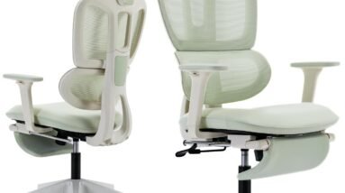 ergonomic mesh office chair with retractable footrest high back computer chair lumbar support adjustable armrest and hea