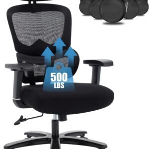 fantasylab big and tall office chair 500lbs ergonomic office chair for heavy people with heavy duty metal base dynamic l