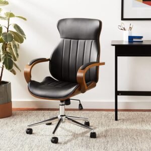 contemporary walnut wood executive swivel ergonomic with arms for home office furniture bentwood mid back desk chair bla