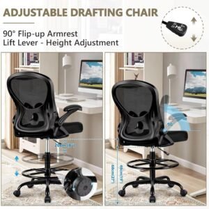 drafting chair tall office chair ergonomic standing desk chair lumbar support computer chair swivel task rolling chair w 1