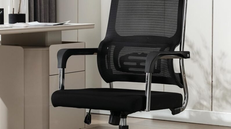 ergonomic office chair with lumbar support high back office desk chair with metal frame adjustable height mesh computer 1 3