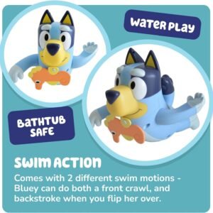 toomies bluey swimming bath toy bluey toys includes attached seahorse baby toy and swims on back or front toddler bath t 1