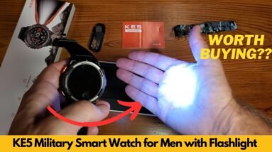 KE5 Military Smart Watch for Men with Flashlight SOS 3ATM Waterproof Watch,  Big Battery | Worth It?