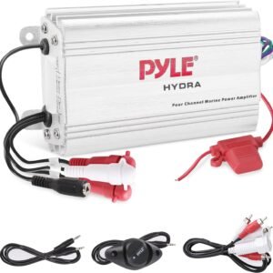 pyle hydra marine amplifier upgraded elite series 400 watt 4 channel micro amplifier waterproof gain level controls rca