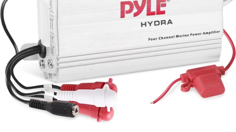 pyle hydra marine amplifier upgraded elite series 400 watt 4 channel micro amplifier waterproof gain level controls rca