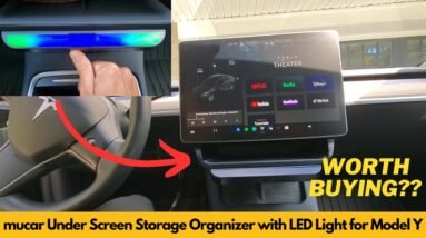 Worth It? mucar Under Screen Storage Organizer with LED Light for Tesla Model Y Model 3 Accessories