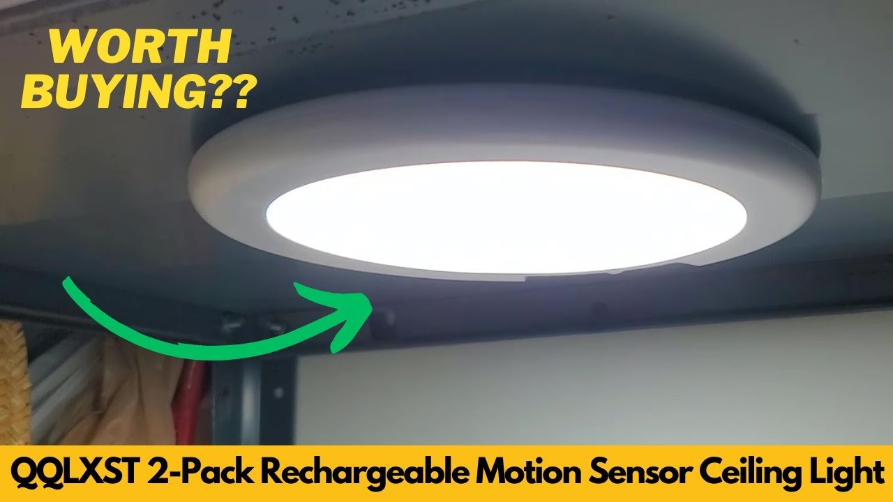 QQLXST 2 Pack Rechargeable Motion Sensor Ceiling Light With Remote ...