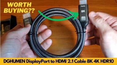 DGHUMEN DisplayPort to HDMI 2.1 Cable Review 8K 60Hz 4K 120Hz HDR10 HDCP AMD NVIDIA PC 6.6ft
