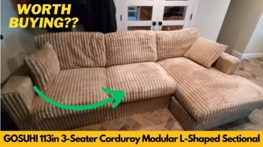 GOSUHI 113in 3-Seater Modular L-Shaped Corduroy Sectional Sofa Couch Review & Unboxing
