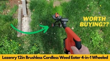 Lazenry 12in Brushless Cordless Weed Eater Review – 4-in-1 Wheeled String Trimmer with 2 Batteries
