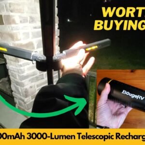 BougeRV 15600mAh 3000-Lumen Telescopic Rechargeable Portable LED Camping Light Review & Unboxing