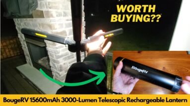 BougeRV 15600mAh 3000-Lumen Telescopic Rechargeable Portable LED Camping Light Review & Unboxing