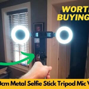 HUGSEE 180cm Metal Selfie Stick Tripod Light Wireless Microphones iPhone Android Review Unboxing