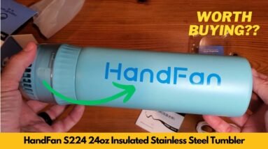 HandFan S224 24oz Insulated Stainless Steel Tumbler with Smart Fan Unboxing & Review