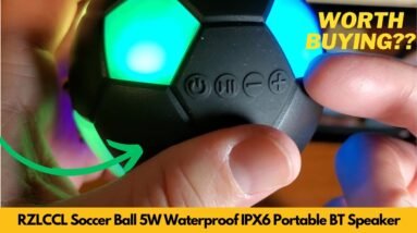 RZLCCL Soccer Ball Portable Wireless Speaker 5W IPX6 Waterproof LED Unboxing & Review