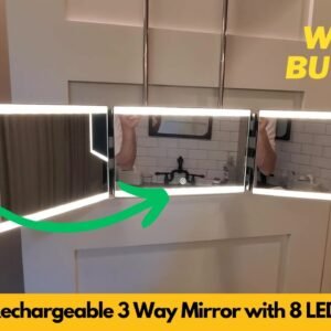 XIGETRAIL Rechargeable 3 Way Mirror with 8 Light Strips & Telescoping Hooks Self Hair Cutting Review