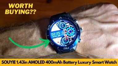 SOUYIE 1.43in AMOLED 400mAh 100 Sports Modes Men Fitness Tracker Luxury Smartwatch Unboxing & Review