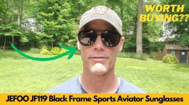 JEFOO JF119 Black Frame Sports Aviator Sunglasses UV Protection Unboxing & Review
