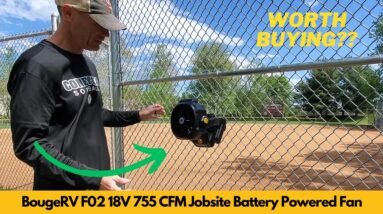 BougeRV F02 18V 144W 755 CFM Jobsite Battery Fan AC DC Dual Power LED Light Unboxing & Review
