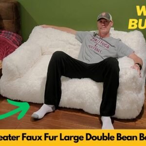 Pamapic 2-Seater Faux Fur Large Double Bean Bag Chair for Adults and Kids Unboxing & Review