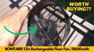 Bonitaire 12in 15600mAh Battery Operated Rechargeable Floor Fan Unboxing & Review