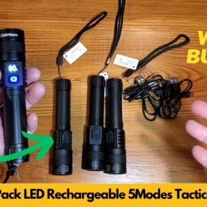 Dokhbem 4Pack LED Rechargeable 5Modes Tactical Flashlight with LCD Display Unboxing & Review