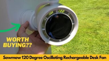 Sowmow 120 Degree Oscillating Rechargeable Portable Table Desk Fan Unboxing & Review