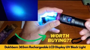Dokhbem 365nm UV Black Light Rechargeable 3 LEDs LCD Display Pet Urine Detector Unboxing & Review