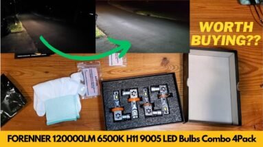 FORENNER H11 9005 LED Bulbs Combo 120000LM 6500K Cool White 1:1 Mini Size 4Pack Unboxing & Review