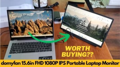domyfan 15.6in FHD 1080P IPS Portable Monitor USB-C Dual Screen for Laptops Unboxing & Review