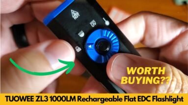 TUOWEE ZL3 1000LM Rechargeable Flat EDC Flashlight Tactical Pocket Worklight Unboxing & Review