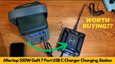 Aftertop 550W GaN 7 Port USB C Desktop Charging Station with 4 Retractable Cables Unboxing & Review