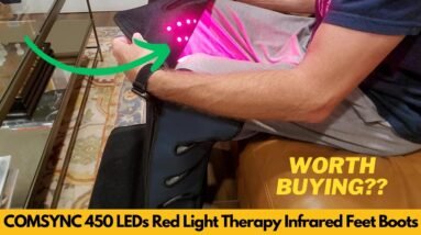 COMSYNC 450 LEDs 660nm 850nm Infrared Red Light Therapy Feet Boots Wrap Pad Unboxing & Review