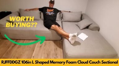 RJFFDDGZ 106in L Shaped Modular Corduroy Memory Foam Cloud Couch Sectional Unboxing & Review